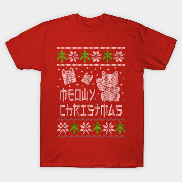 Meowy Christmas Ugly Cat Shirt and Sweatshirt T-Shirt by LacaDesigns